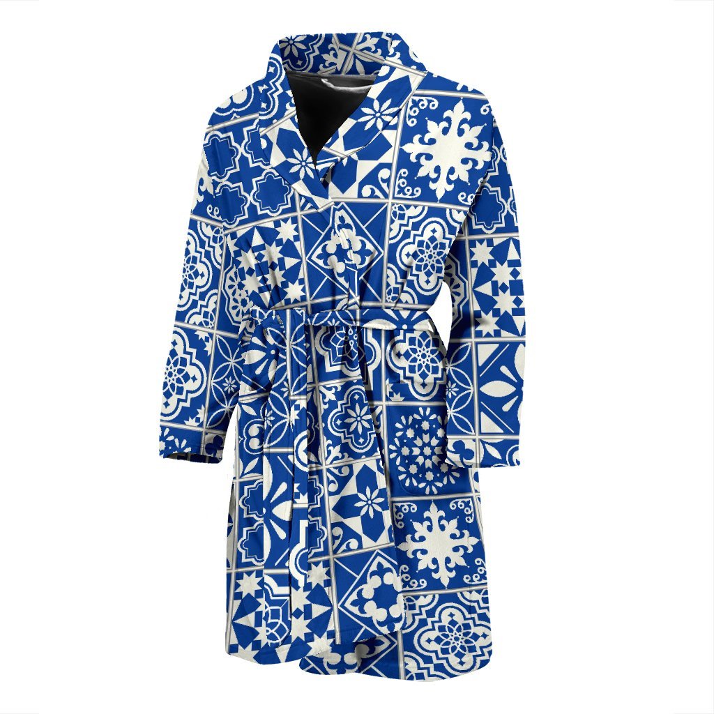 Swedish Print Pattern Men Long Robe-grizzshop