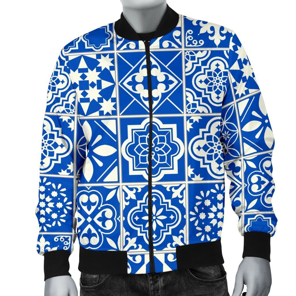 Swedish Print Pattern Men's Bomber Jacket-grizzshop