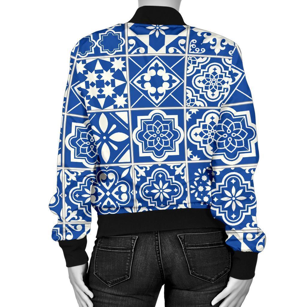 Swedish Print Pattern Women Casual Bomber Jacket-grizzshop