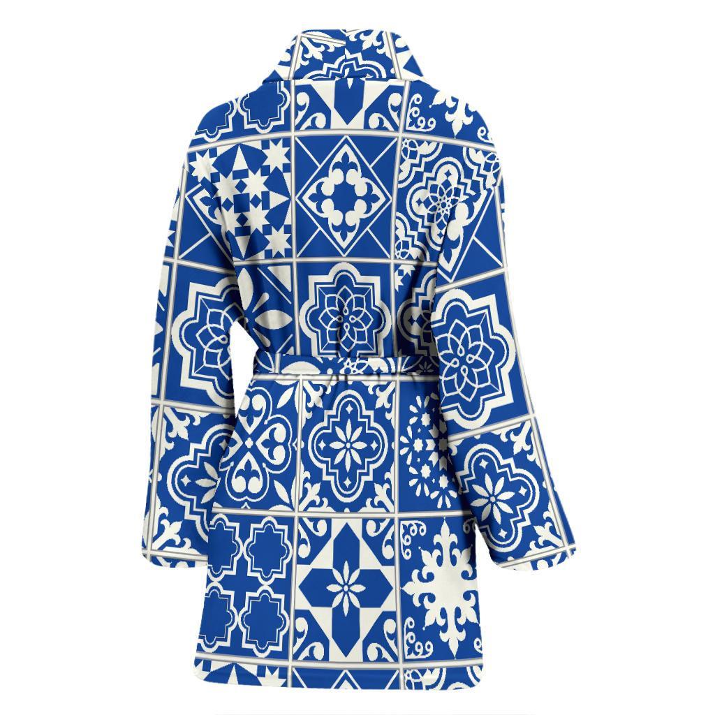 Swedish Print Pattern Women Long Robe-grizzshop