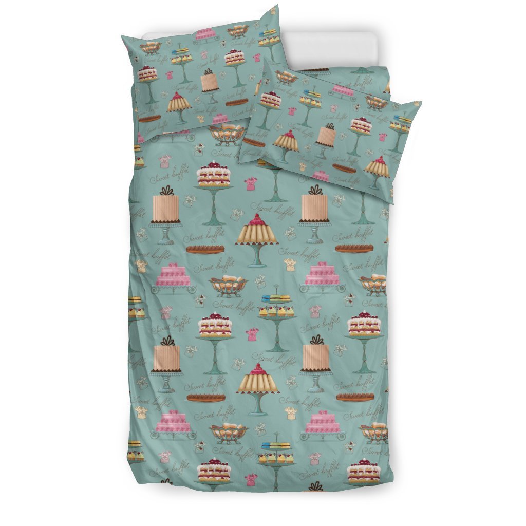 Sweet Cake Pattern Print Duvet Cover Bedding Set-grizzshop