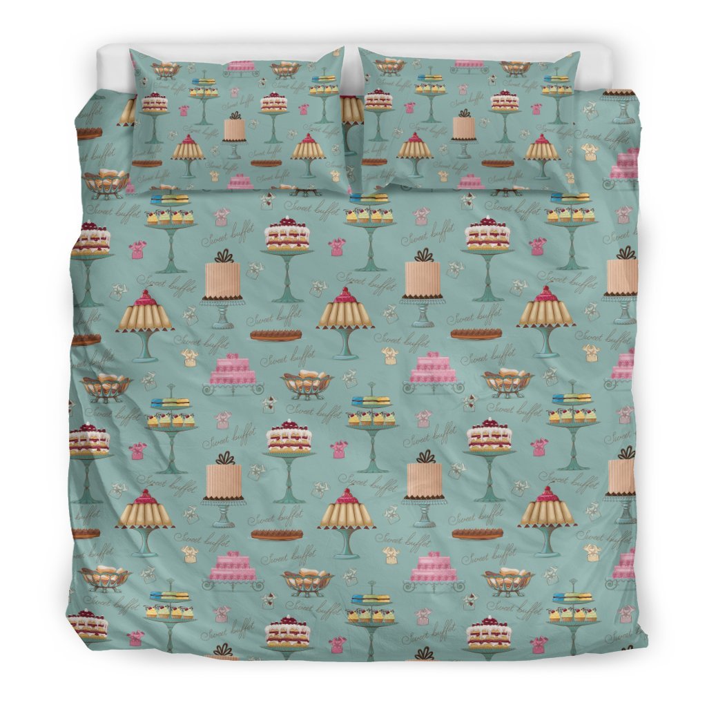 Sweet Cake Pattern Print Duvet Cover Bedding Set-grizzshop