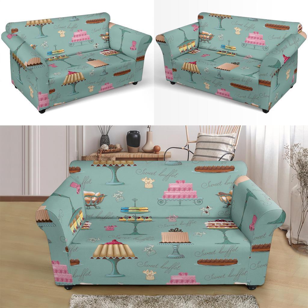 Sweet Cake Pattern Print Loveseat Cover-grizzshop