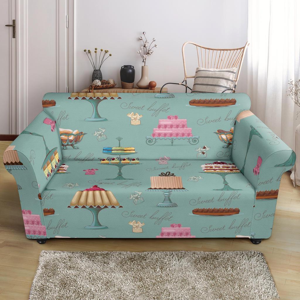 Sweet Cake Pattern Print Loveseat Cover-grizzshop