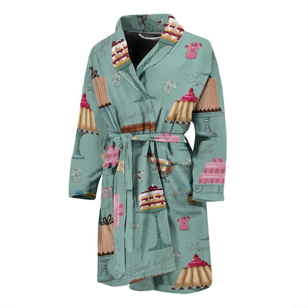 Sweet Cake Pattern Print Men Long Robe-grizzshop