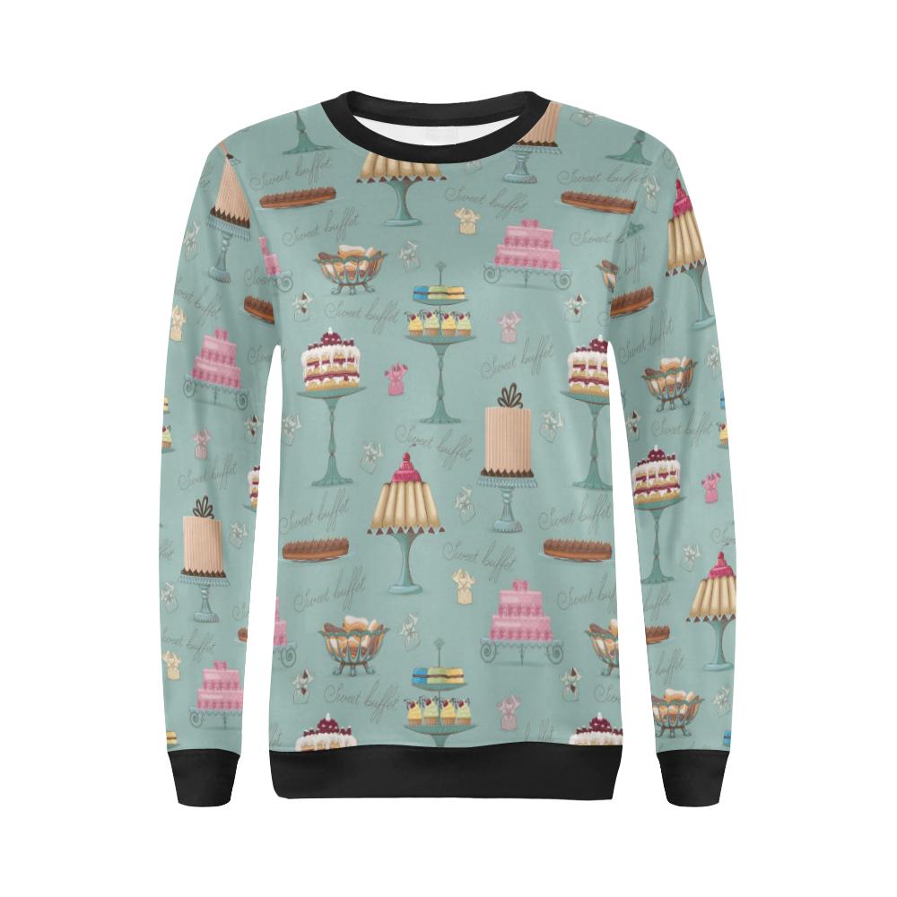 Sweet Cake Pattern Print Women Crewneck Sweatshirt-grizzshop