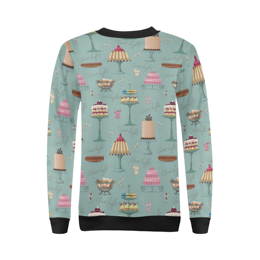 Sweet Cake Pattern Print Women Crewneck Sweatshirt-grizzshop