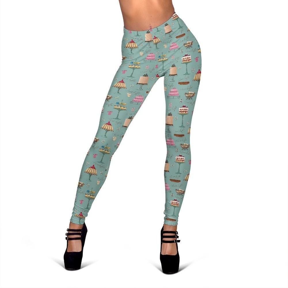 Sweet Cake Pattern Print Women Leggings-grizzshop