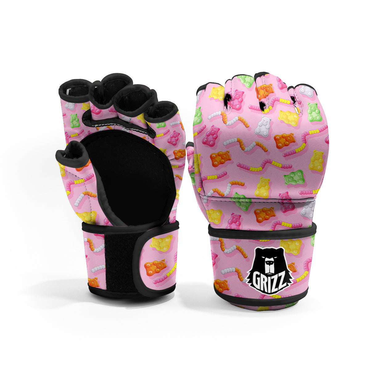 Sweet Gummy Bears And Worms Print Pattern MMA Gloves-grizzshop