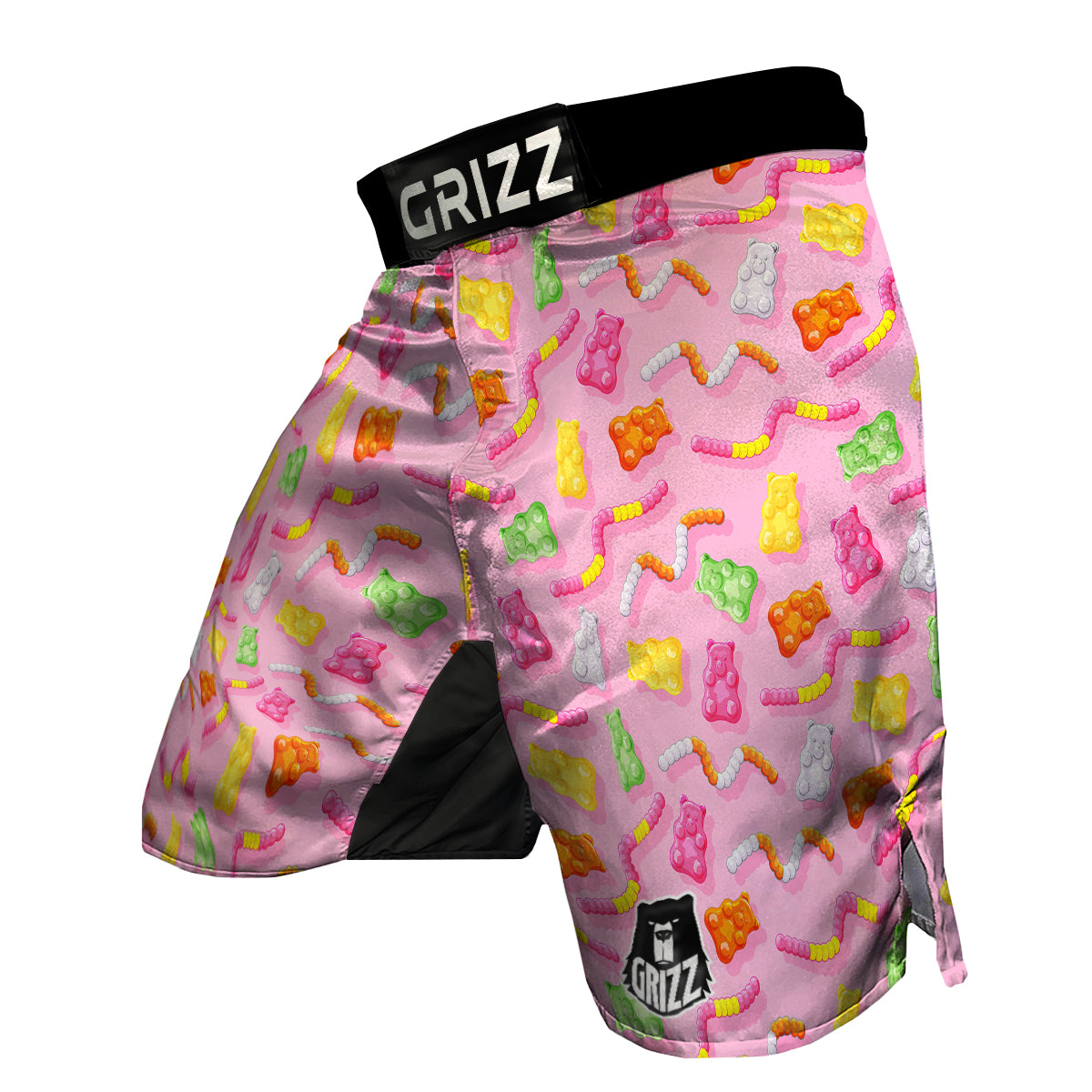 Sweet Gummy Bears And Worms Print Pattern MMA Shorts-grizzshop