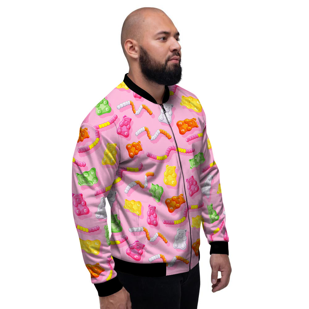 Sweet Gummy Bears And Worms Print Pattern Men's Bomber Jacket-grizzshop