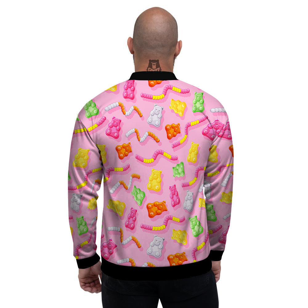 Sweet Gummy Bears And Worms Print Pattern Men's Bomber Jacket-grizzshop
