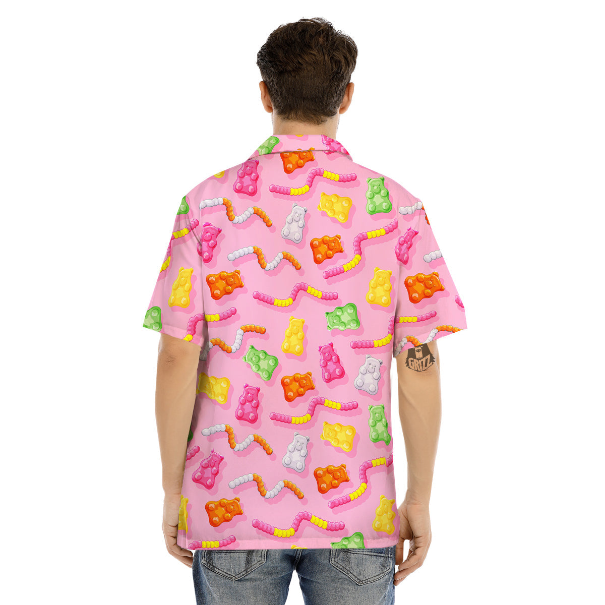 Sweet Gummy Bears And Worms Print Pattern Men's Hawaiian Shirt-grizzshop