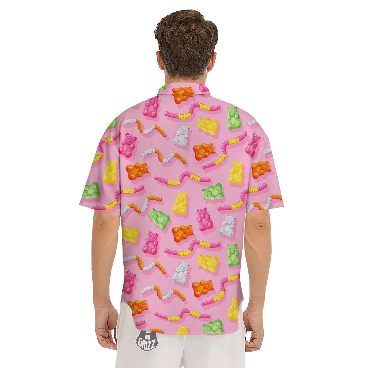Sweet Gummy Bears And Worms Print Pattern Men's Short Sleeve Shirts-grizzshop