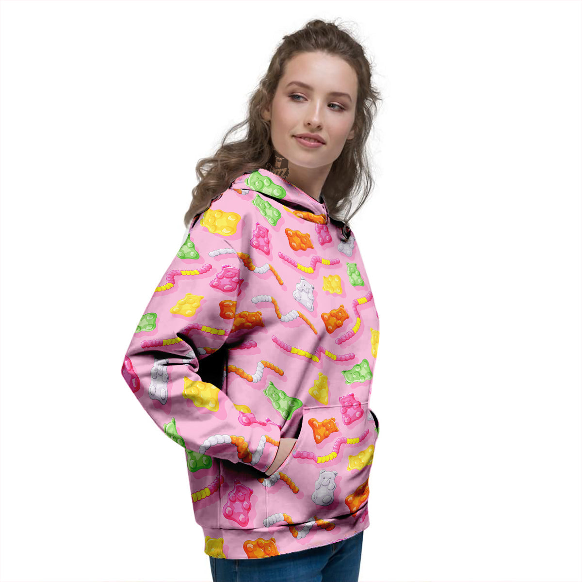 Sweet Gummy Bears And Worms Print Pattern Women's Hoodie-grizzshop
