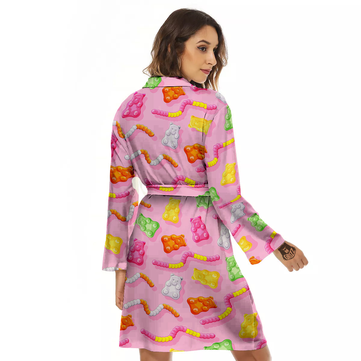 Sweet Gummy Bears And Worms Print Pattern Women's Robe-grizzshop