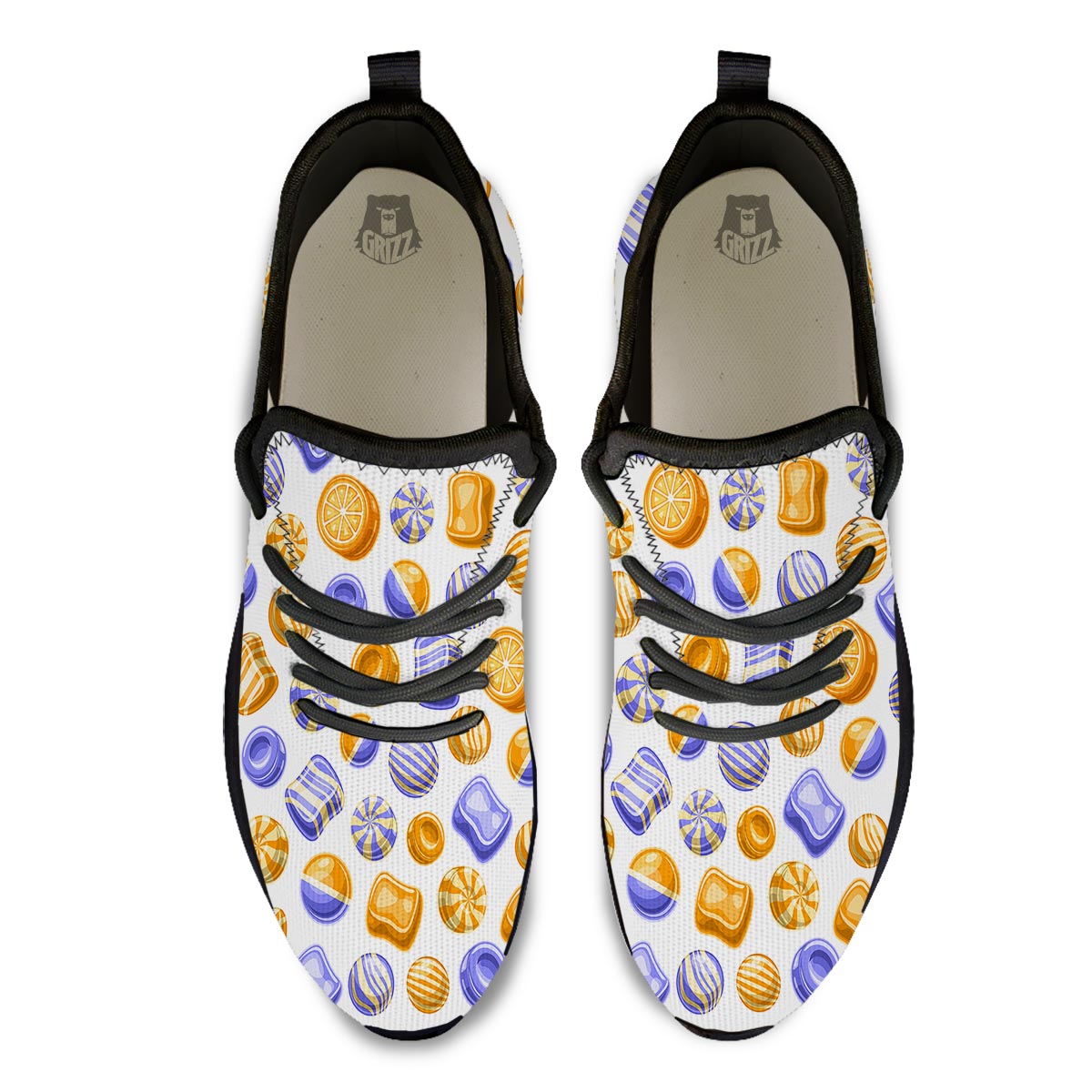 Sweet Gummy Print Pattern Black Athletic Shoes-grizzshop