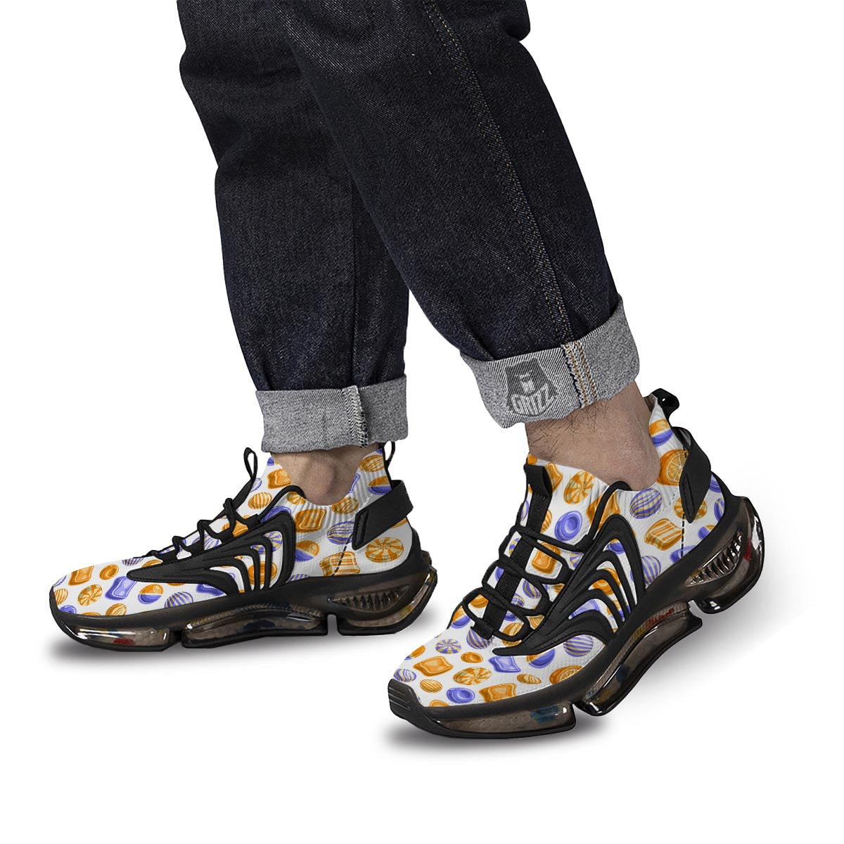 Sweet Gummy Print Pattern Black Gym Shoes-grizzshop