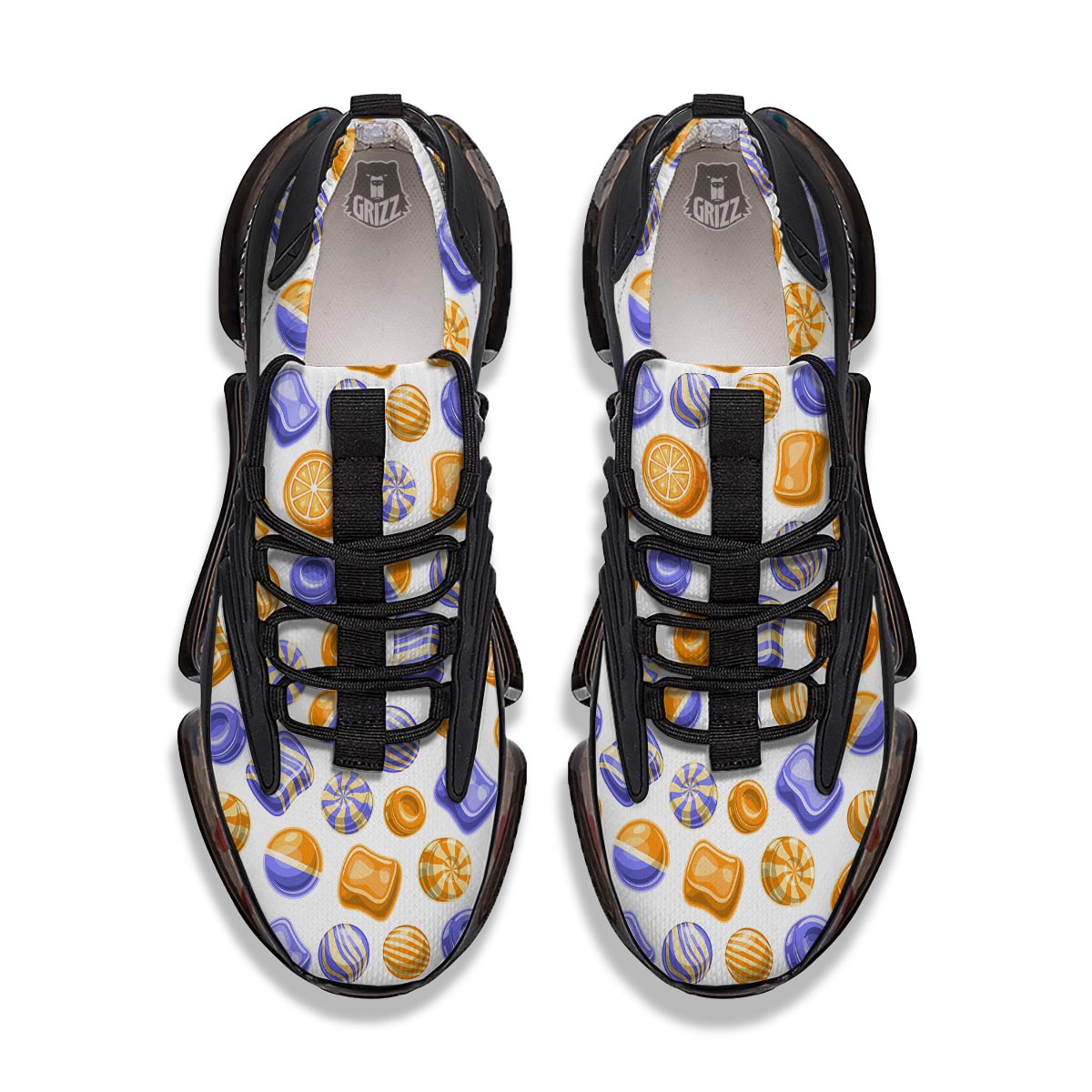 Sweet Gummy Print Pattern Black Gym Shoes-grizzshop