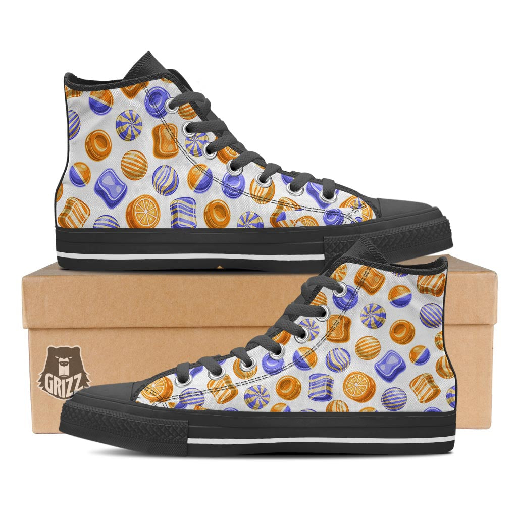 Sweet Gummy Print Pattern Black High Top Shoes-grizzshop