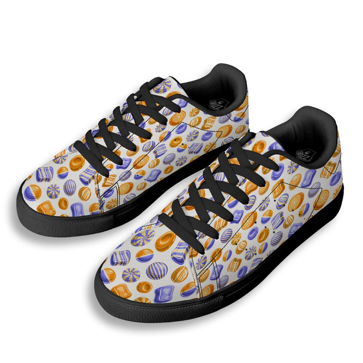Sweet Gummy Print Pattern Black Low Top Sneakers-grizzshop