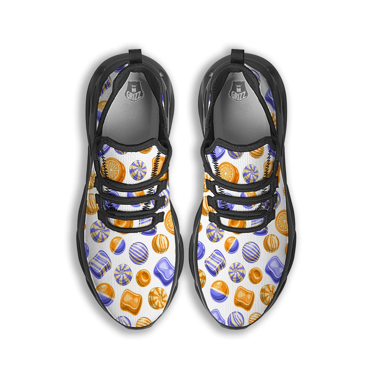 Sweet Gummy Print Pattern Black Running Shoes-grizzshop
