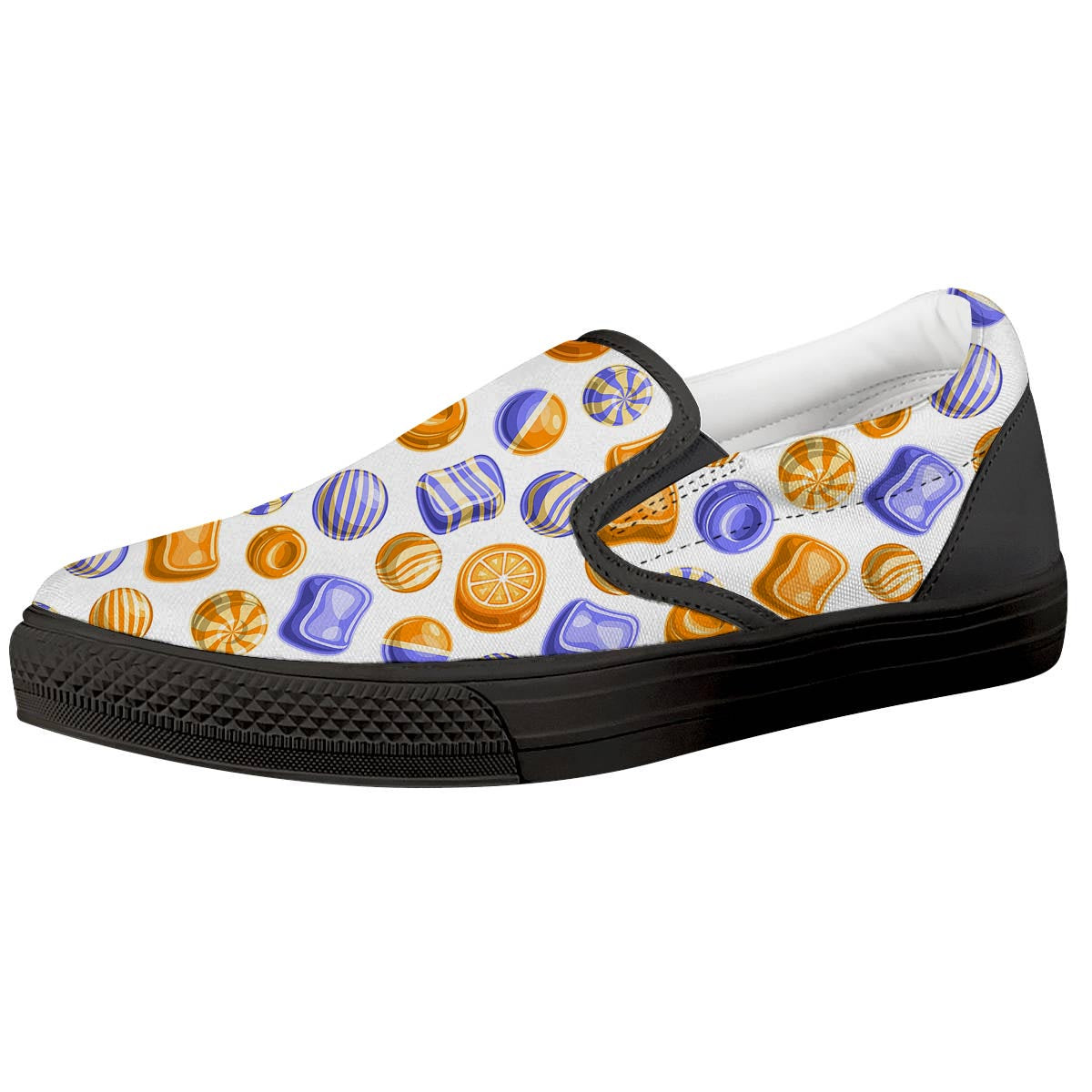 Sweet Gummy Print Pattern Black Slip On Shoes-grizzshop
