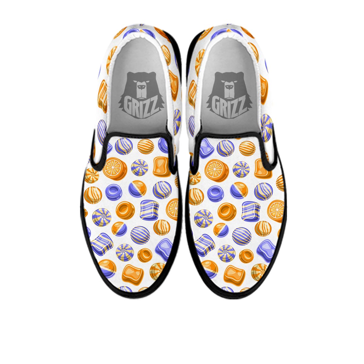 Sweet Gummy Print Pattern Black Slip On Shoes-grizzshop
