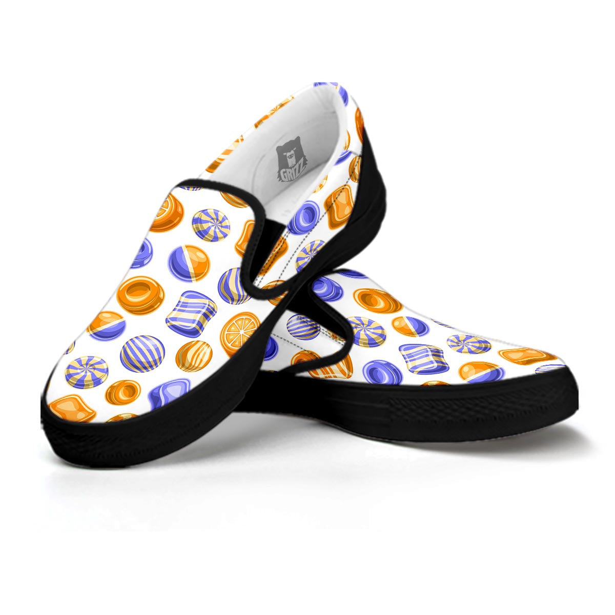 Sweet Gummy Print Pattern Black Slip On Shoes-grizzshop