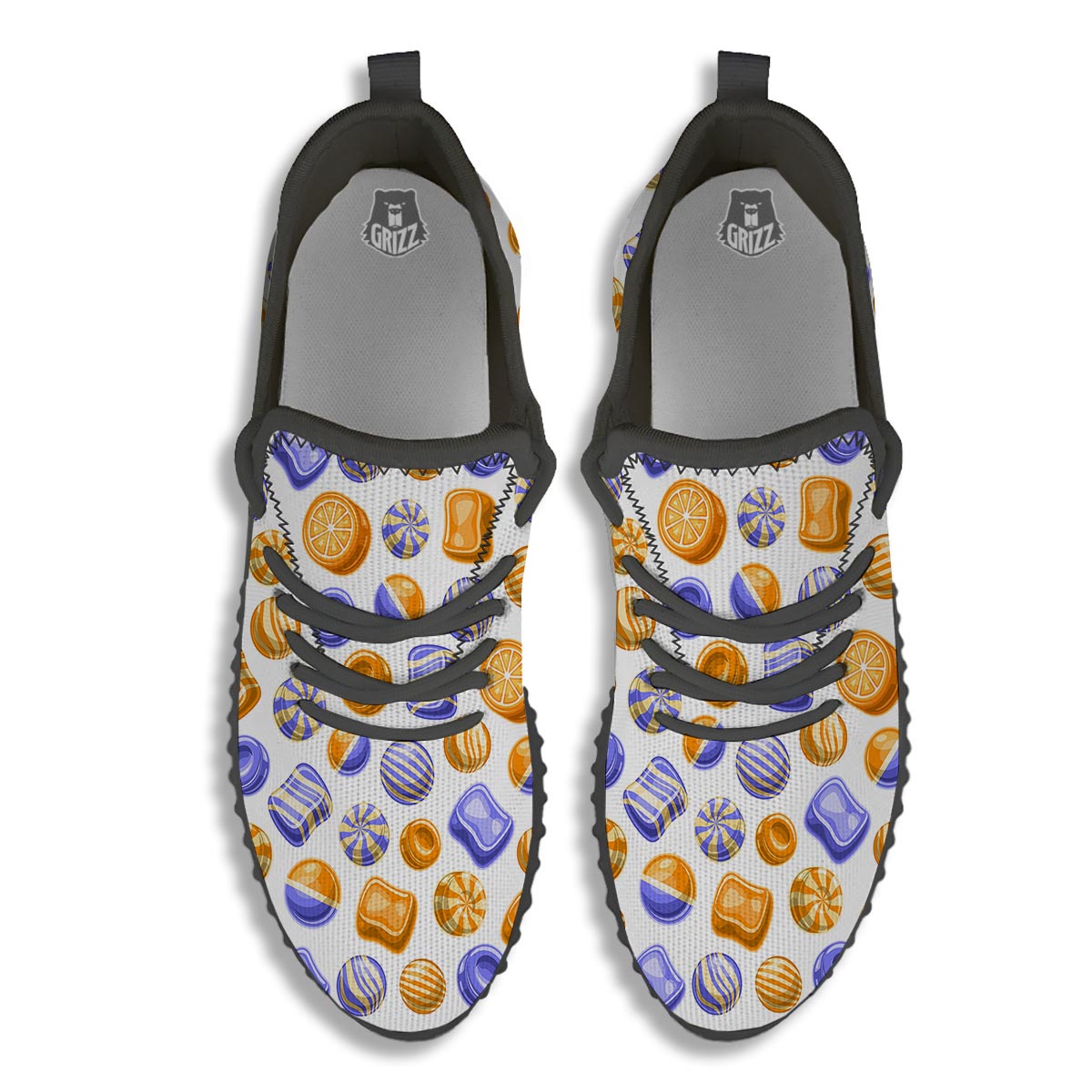 Sweet Gummy Print Pattern Black Walking Shoes-grizzshop