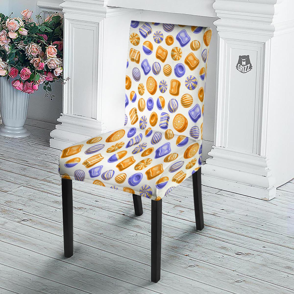 Sweet Gummy Print Pattern Dining Chair Slipcover-grizzshop