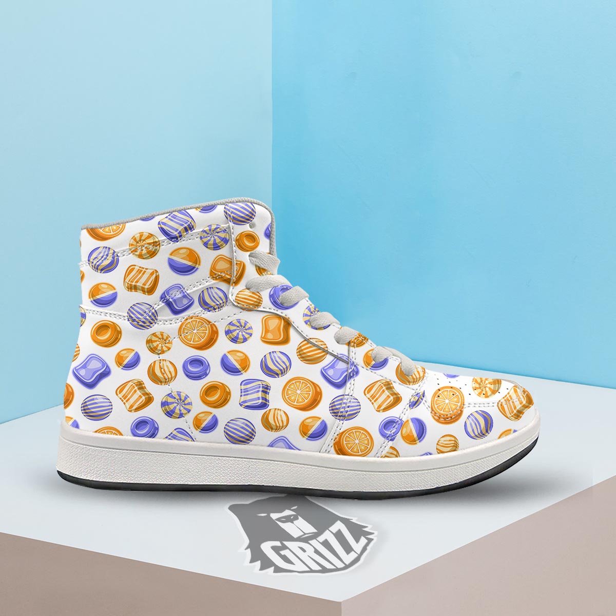 Sweet Gummy Print Pattern High Top Sneakers-grizzshop