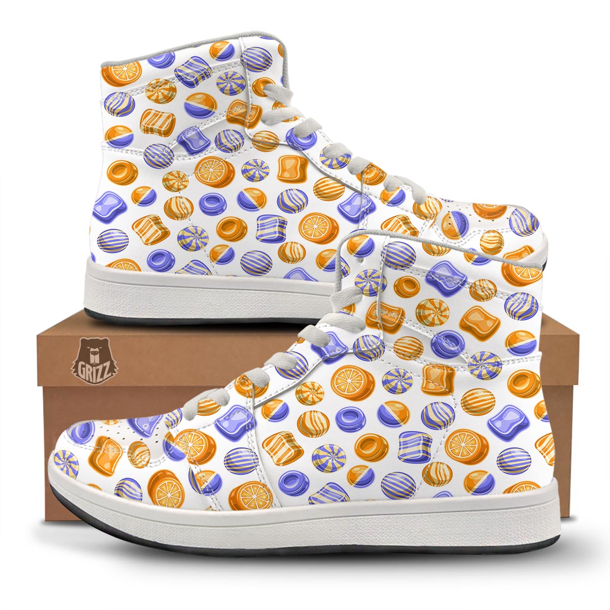 Sweet Gummy Print Pattern High Top Sneakers-grizzshop
