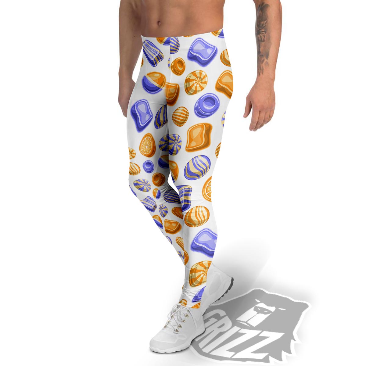 Sweet Gummy Print Pattern Men's Leggings-grizzshop