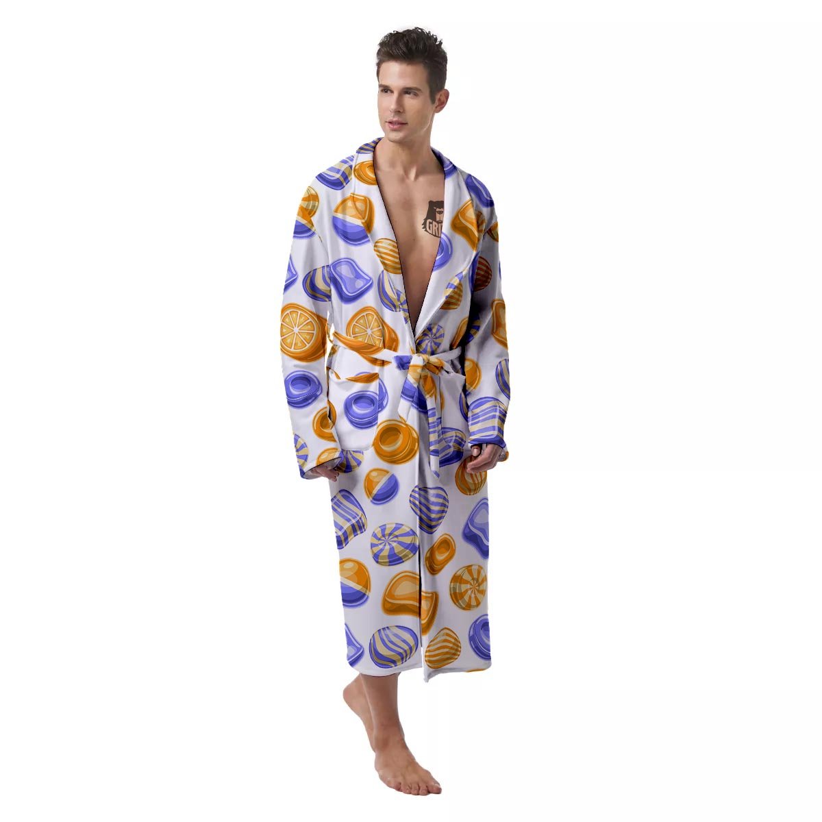 Sweet Gummy Print Pattern Men's Robe-grizzshop
