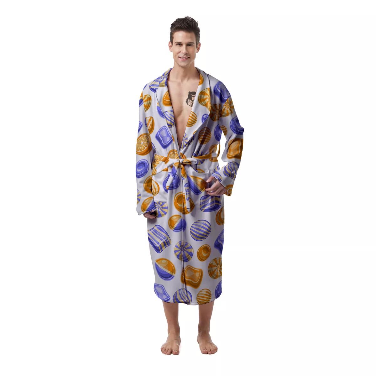 Sweet Gummy Print Pattern Men's Robe-grizzshop