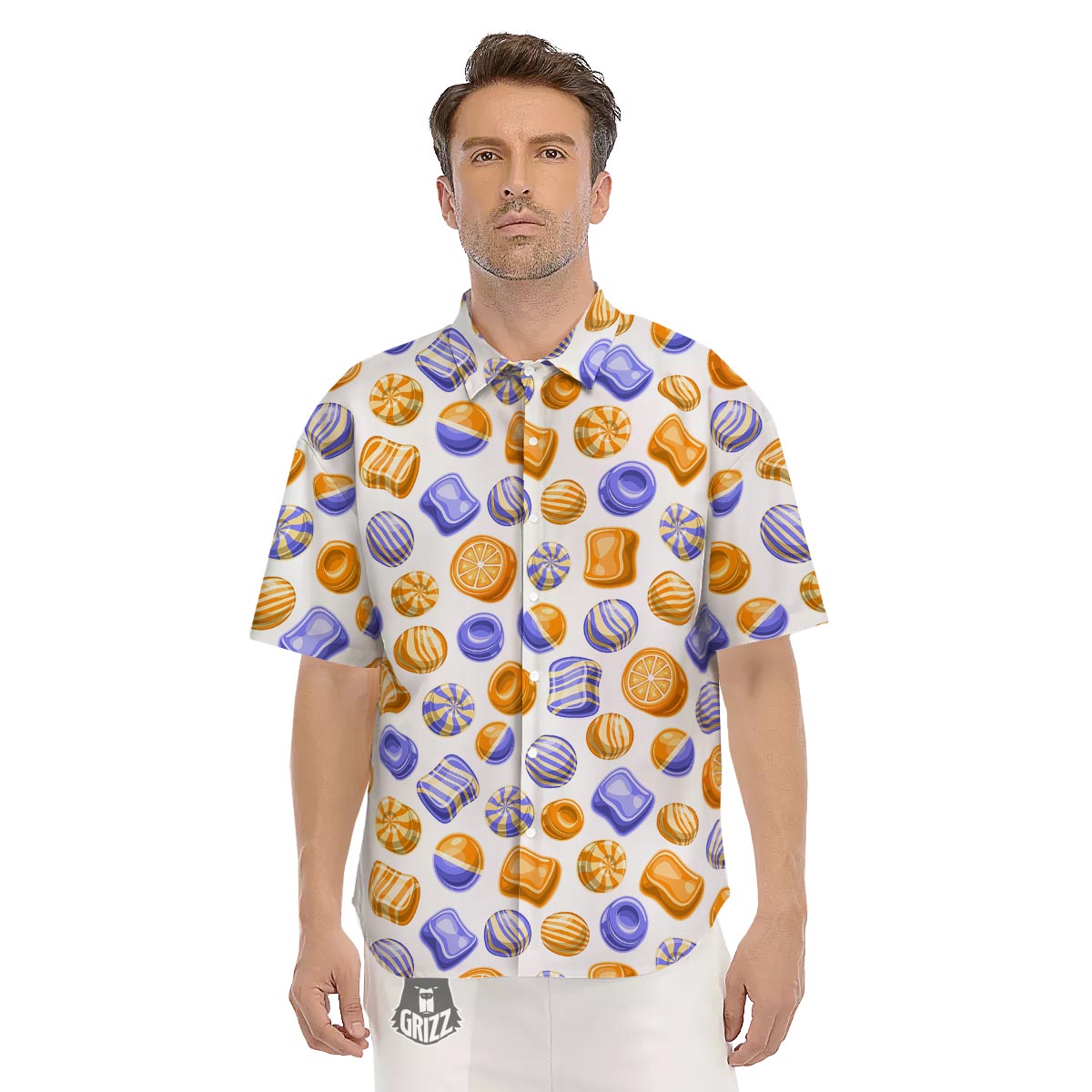 Sweet Gummy Print Pattern Men's Short Sleeve Shirts-grizzshop