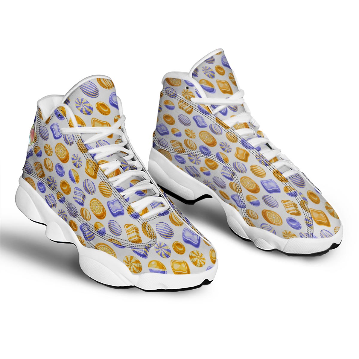 Sweet Gummy Print Pattern White Basketball Shoes-grizzshop