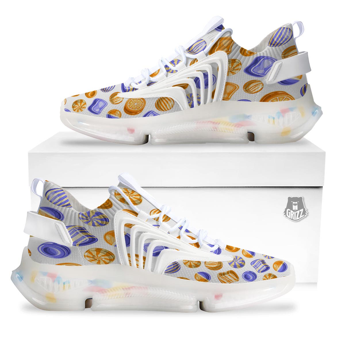 Sweet Gummy Print Pattern White Gym Shoes-grizzshop