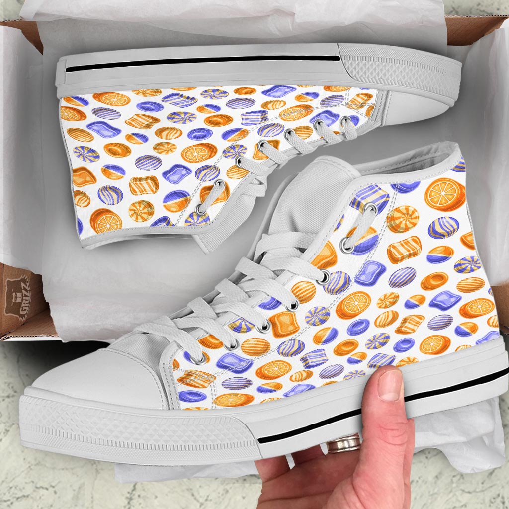 Sweet Gummy Print Pattern White High Top Shoes-grizzshop