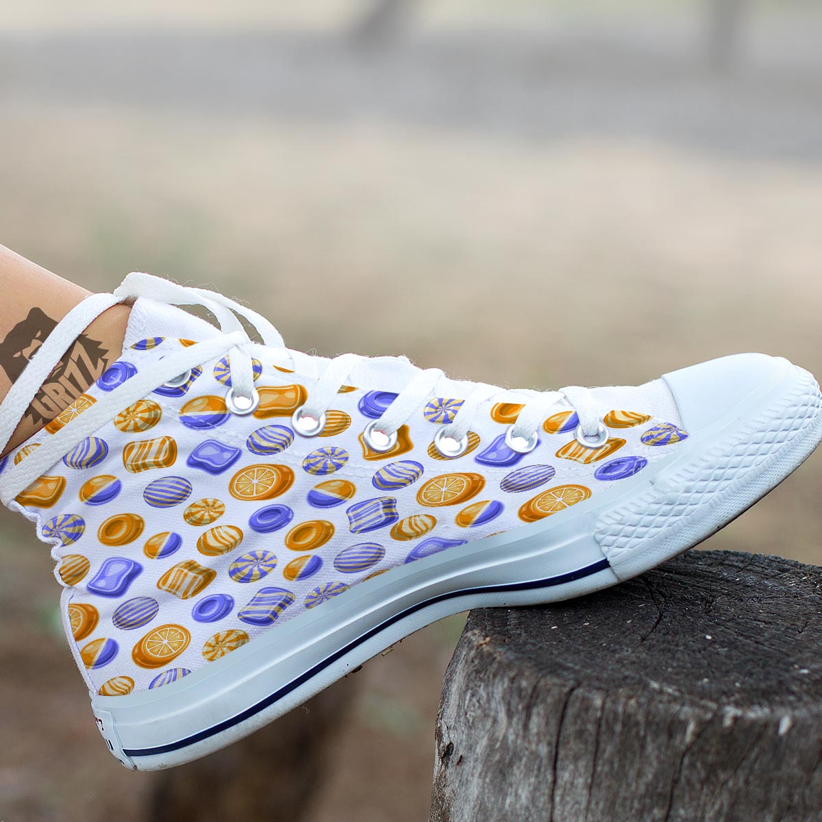 Sweet Gummy Print Pattern White High Top Shoes-grizzshop