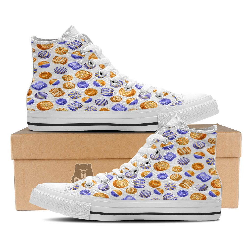 Sweet Gummy Print Pattern White High Top Shoes-grizzshop