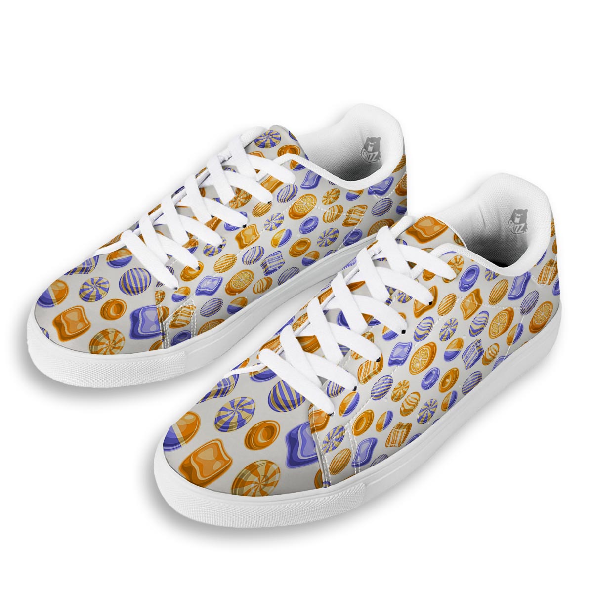 Sweet Gummy Print Pattern White Low Top Sneakers-grizzshop