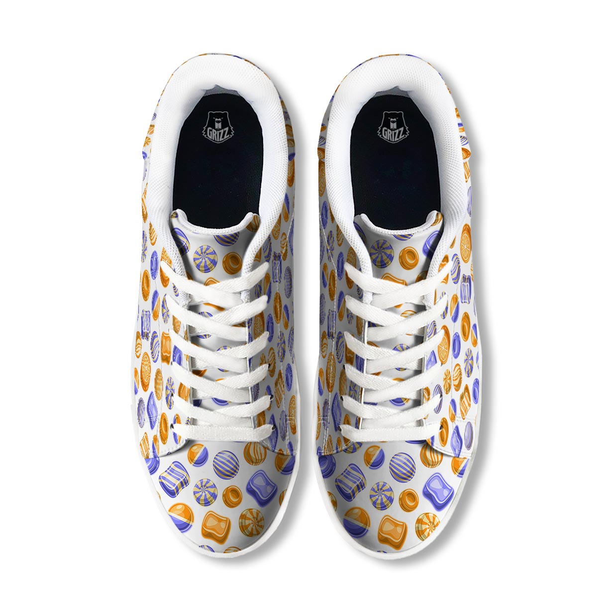 Sweet Gummy Print Pattern White Low Top Sneakers-grizzshop