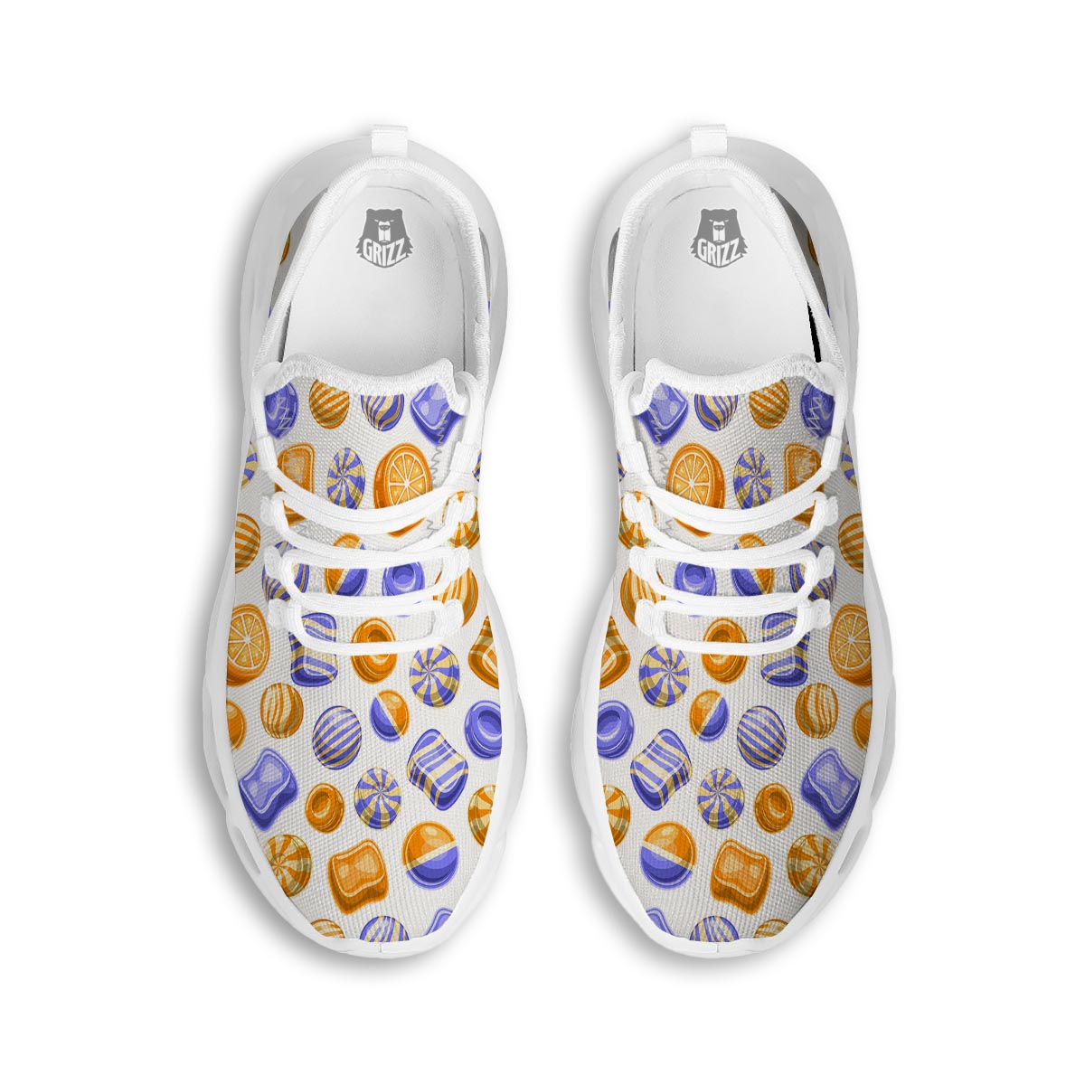 Sweet Gummy Print Pattern White Running Shoes-grizzshop