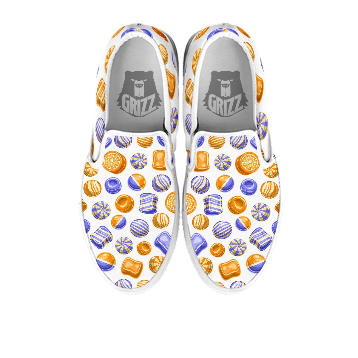 Sweet Gummy Print Pattern White Slip On Shoes-grizzshop