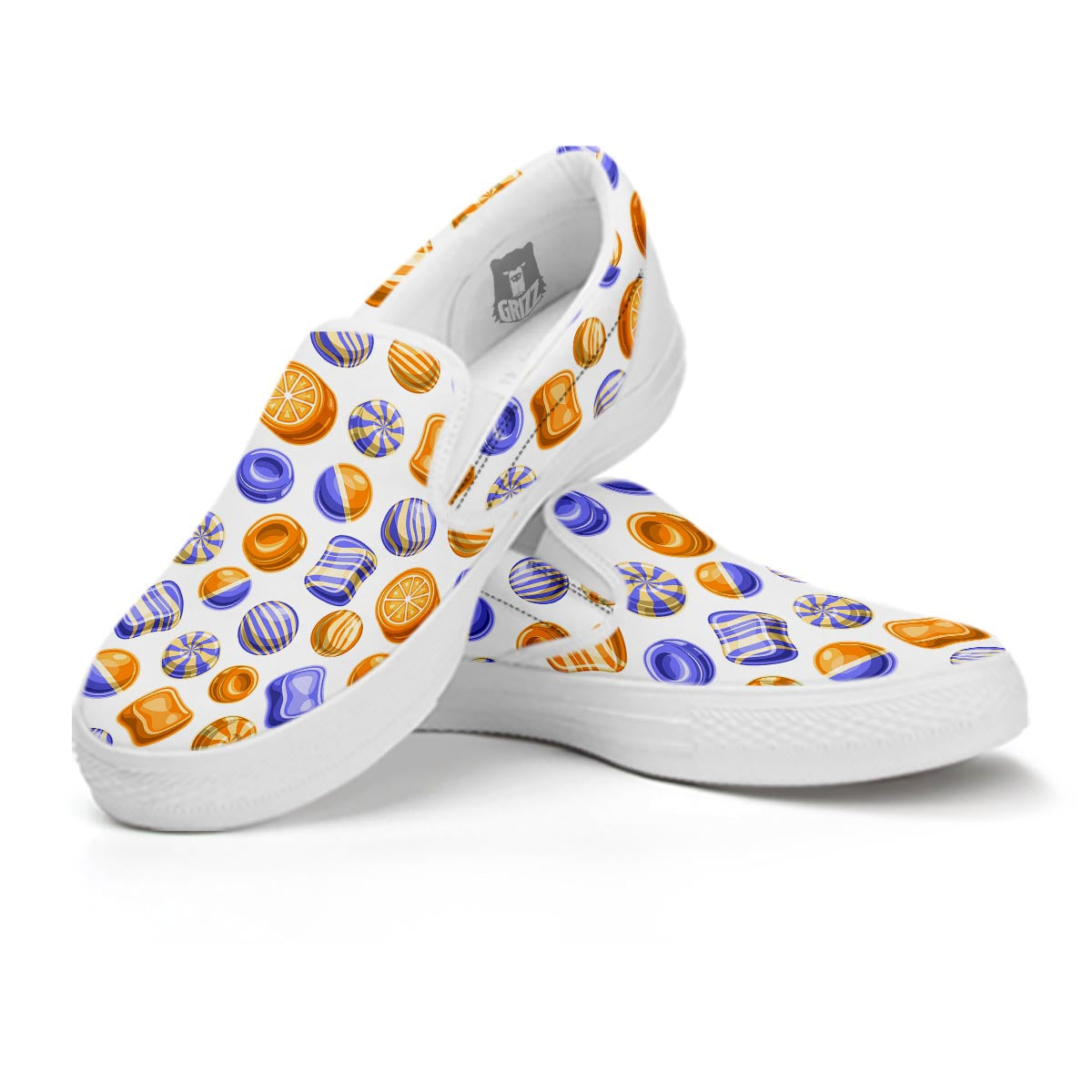 Sweet Gummy Print Pattern White Slip On Shoes-grizzshop