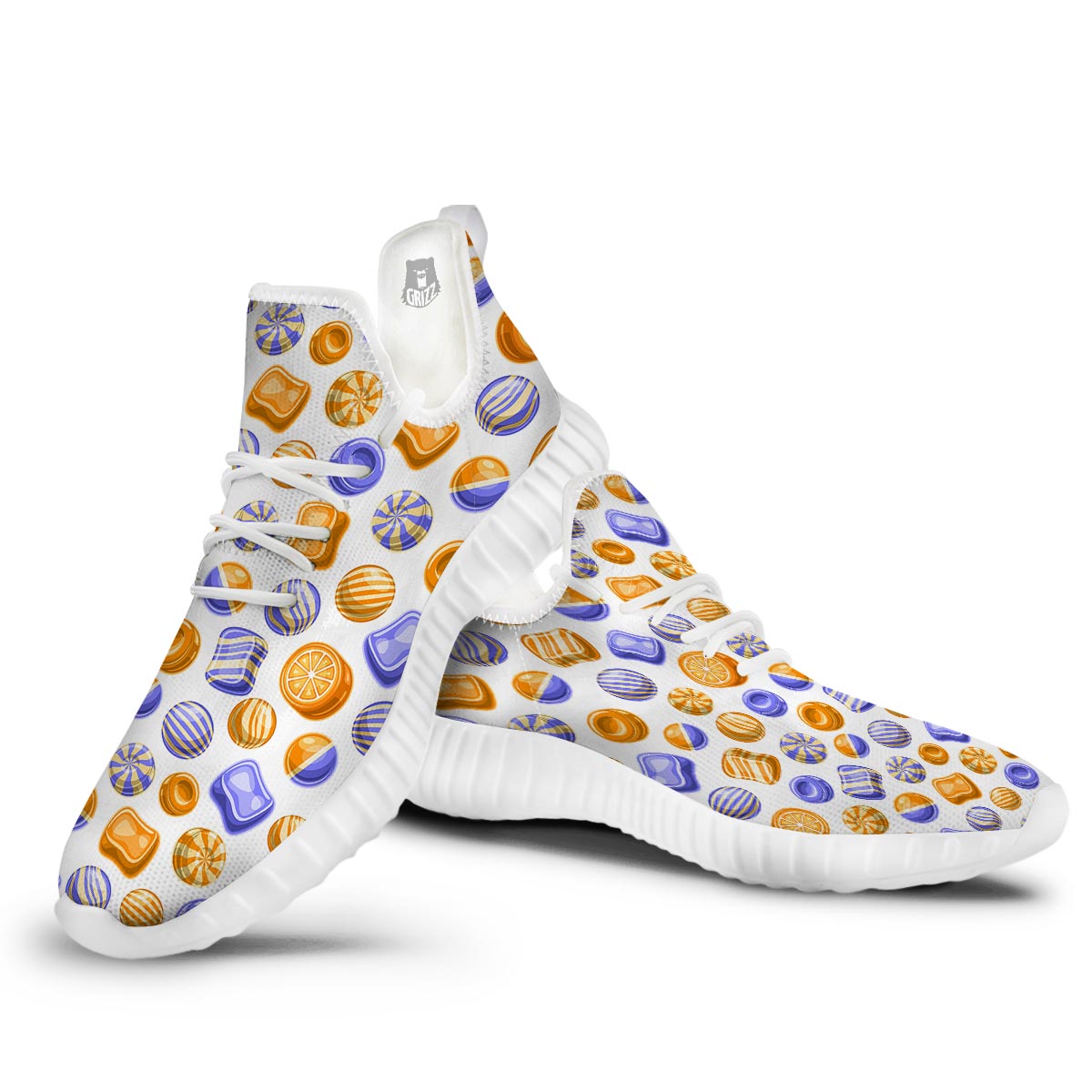 Sweet Gummy Print Pattern White Walking Shoes-grizzshop