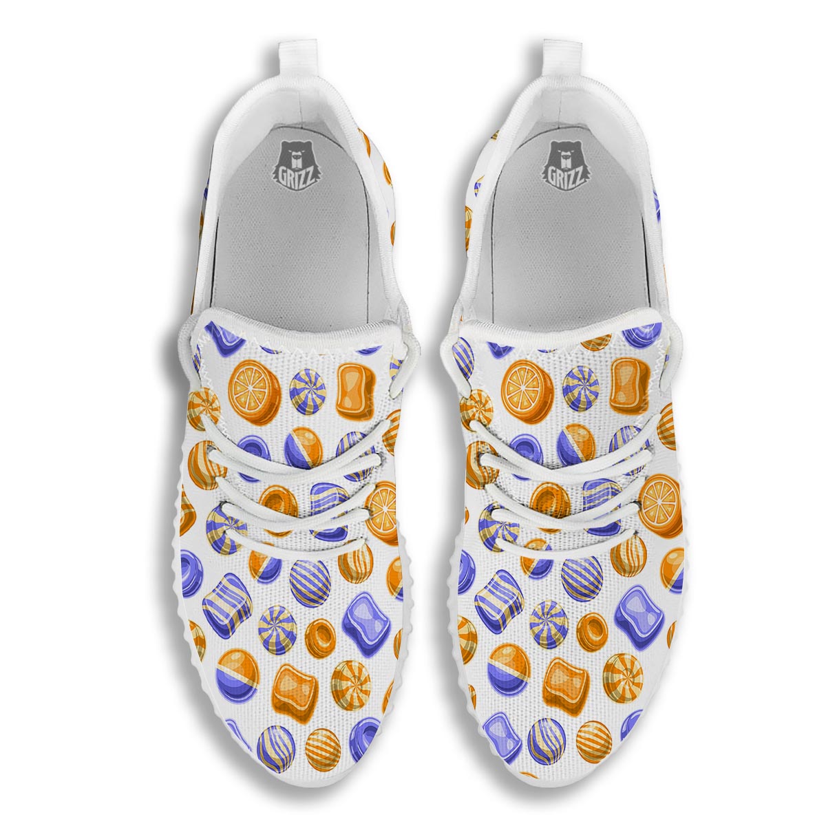 Sweet Gummy Print Pattern White Walking Shoes-grizzshop