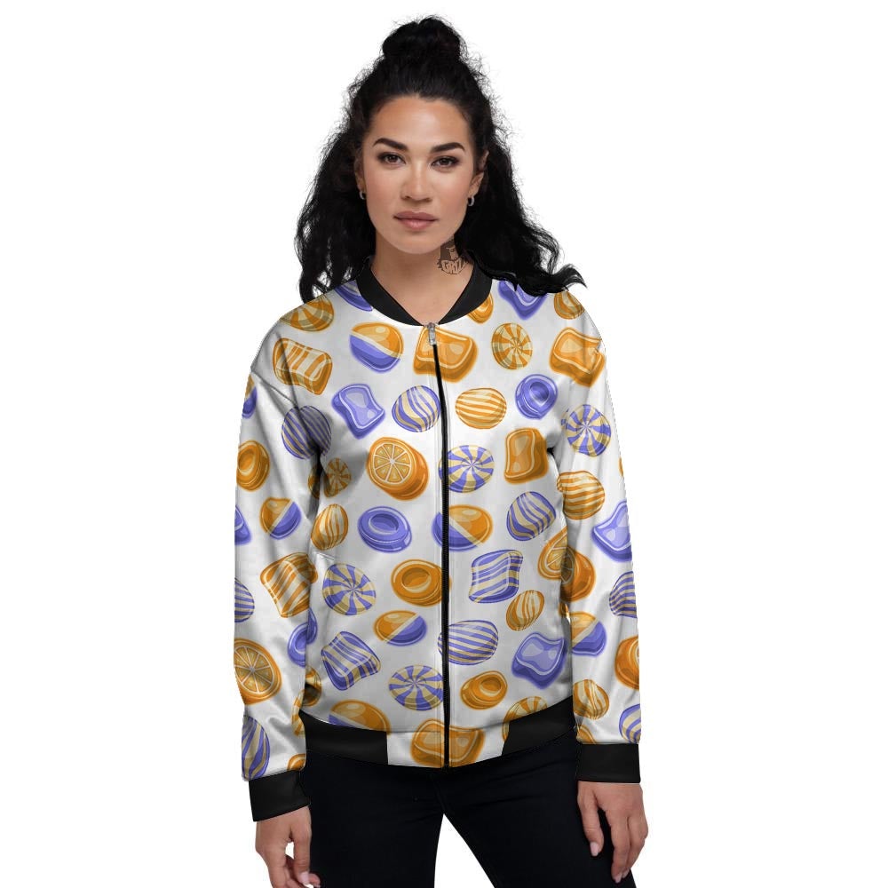 Sweet Gummy Print Pattern Women's Bomber Jacket-grizzshop